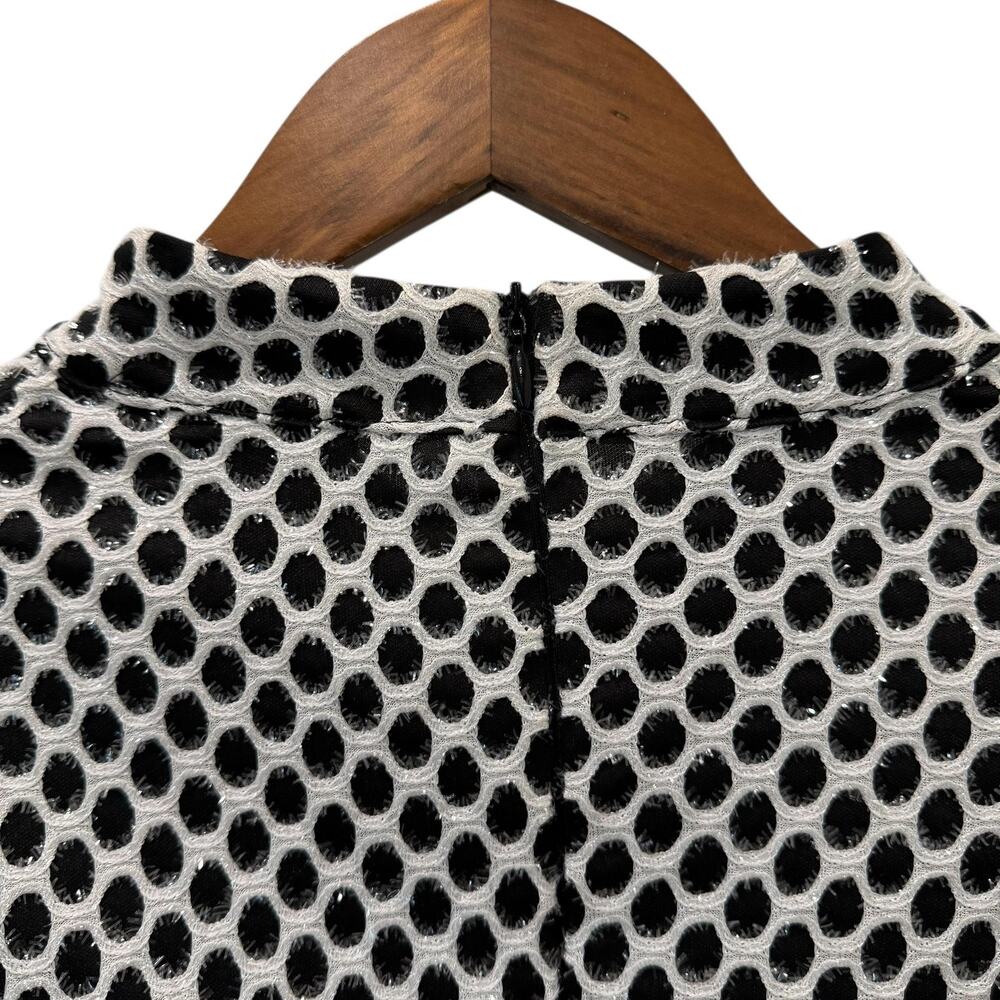 CQ By CQ Blouse Womens Medium Silver Glitter Polka Dot Mock Neck Balloon Sleeve - Picture 9 of 13